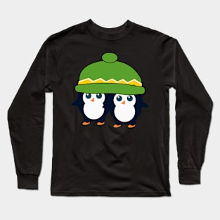 When two cute penguins find a beanie Long Sleeve T-Shirt